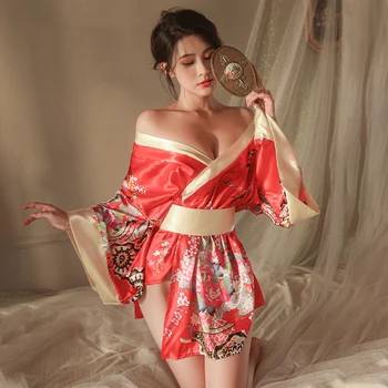 сексуальное японское кимоно для женщин, соблазнительная униформа, соблазнительное представление для взрослых, косплей, гейша, юката, нижнее белье, платье, одежда из аниме