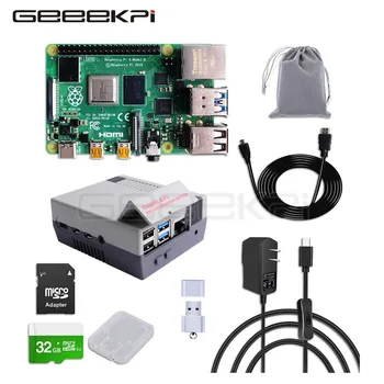 Geeekpi Raspberry Pi 4 Модель B 8 ГБ оперативной памяти, Четырехъядерный процессор Cortex-A72 (ARM v8) с 64-разрядной SoC при частоте 1,5 ГГц, игровой корпус 4pi и карта 32G