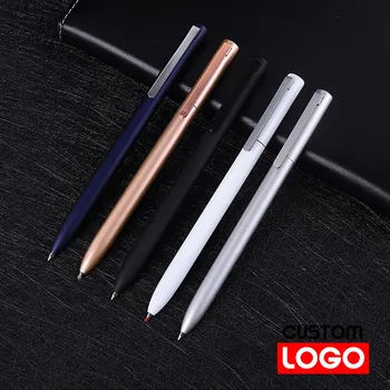 Деловая офисная металлическая ручка С индивидуальным логотипом, Текстовая гравировка, Деловая Вращающаяся Шариковая ручка, многоцветная ручка для вывесок, опция