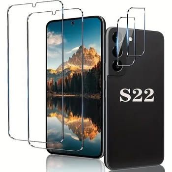 2 + 2 Упаковки Защитной Пленки Для экрана Камеры 9H Из Закаленного Стекла Для Samsung Galaxy S22 S23 Ultra S21 Plus S20 Plus Стеклянная Пленка