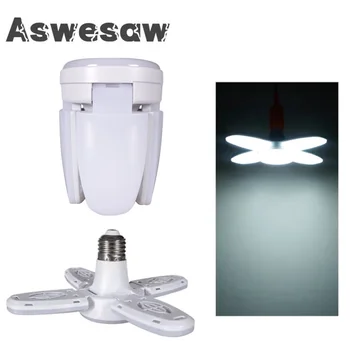 Aswesaw E27 Светодиодная Лампа С Лопастями Вентилятора, Лампа Синхронизации 28 Вт AC85-265V, Складная Светодиодная лампа Lampada Для Домашнего Потолочного Освещения