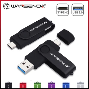 WANSENDA USB Флэш-накопитель 128 ГБ 256 ГБ TYPE C Флешка 16 ГБ 32 ГБ 64 ГБ 512 ГБ Type-C и Type-A Memory Stick для смартфонов/Планшетных ПК