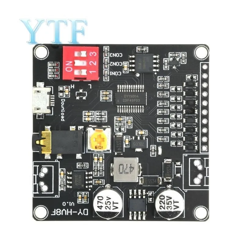DY-HV8F 12 В/24 В, Блок питания 10 Вт/20 Вт, Модуль воспроизведения голоса, поддерживающий карту Micro SD, Музыкальный MP3-плеер для Arduino . ' - ' . 2