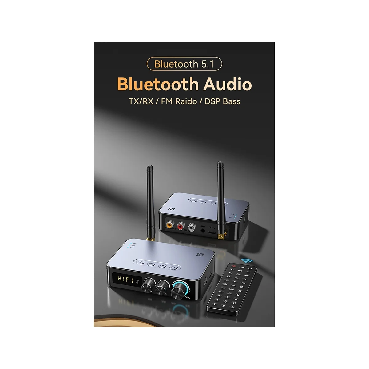 Tebe NFC Bluetooth 5.1 Аудиоприемник Передатчик Коаксиальный RCA Беспроводной Музыкальный Адаптер низких и Высоких Частот FM-радио (M9 Pro) . ' - ' . 5