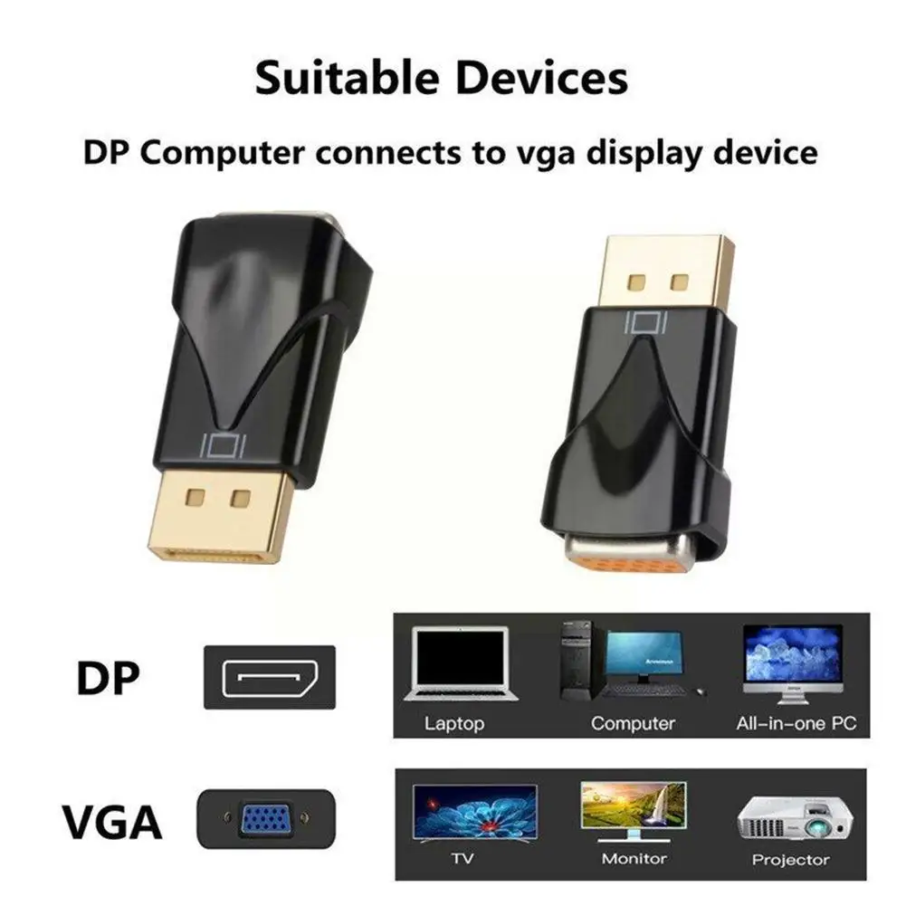 Адаптер DP To VGA HD Конвертер DisplayPort в VGA Требуется подключение DP с разрешением 1080P К Нет DisplayPort VGA Питание HD-дисплея Play N2R4 . ' - ' . 0