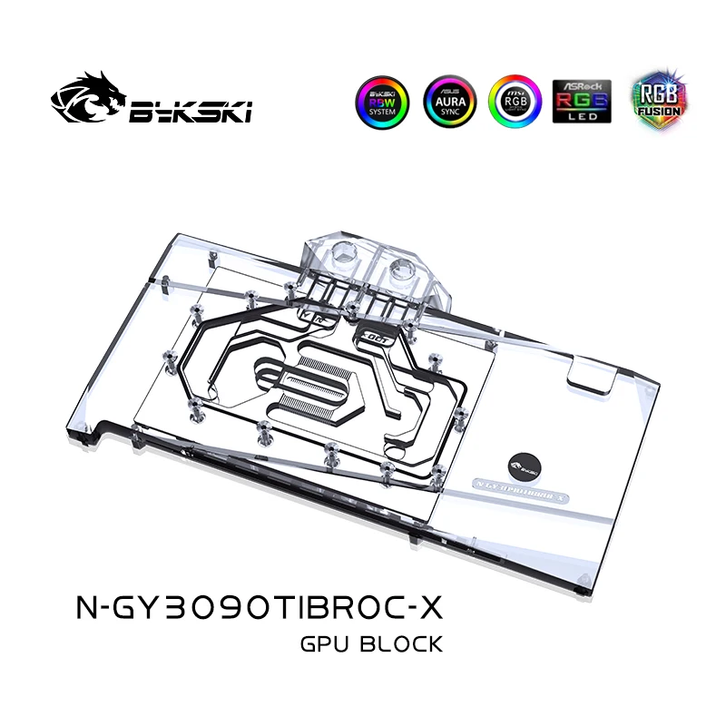 Блок водяного охлаждения графического процессора Bykski для GALAX RTX 3090Ti Boomstar OC, Полная крышка с кулером для графического процессора на задней панели, N-GY3090TIBROC-X . ' - ' . 1