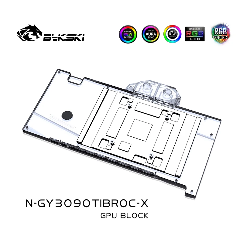 Блок водяного охлаждения графического процессора Bykski для GALAX RTX 3090Ti Boomstar OC, Полная крышка с кулером для графического процессора на задней панели, N-GY3090TIBROC-X . ' - ' . 3