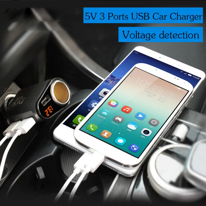 Быстрая зарядка 5V 3.1A, 3 Порта USB, автомобильное зарядное устройство для iPhone iPad Samsung, адаптер для автомобильного прикуривателя 12V-24V, зарядка . ' - ' . 2