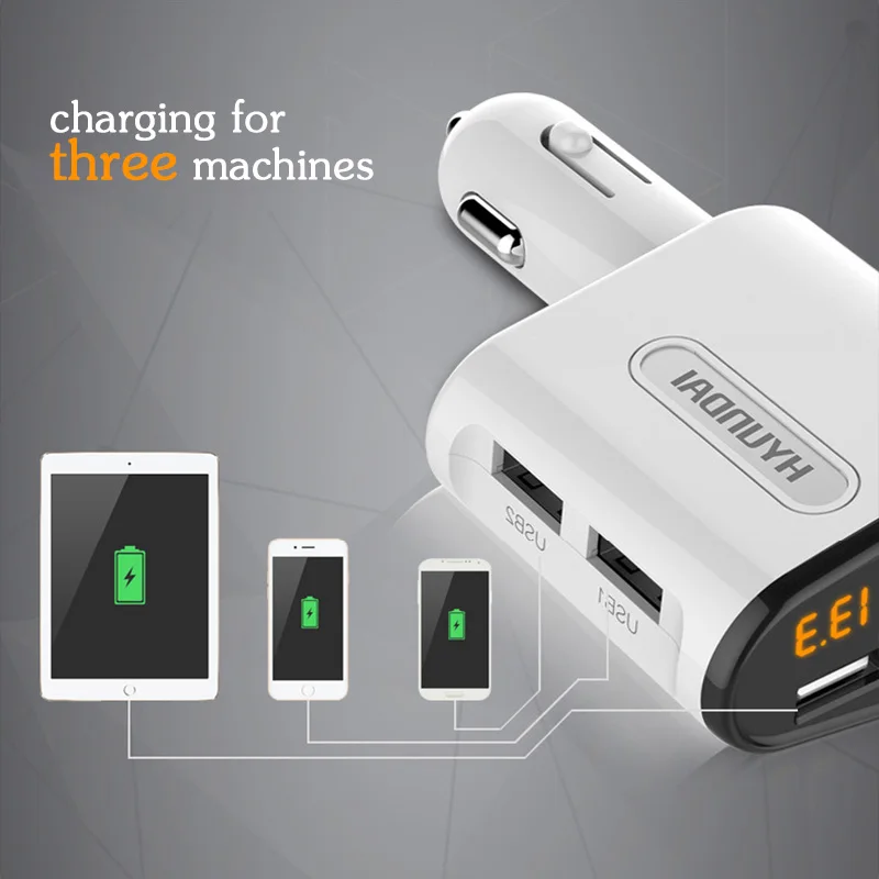 Быстрая зарядка 5V 3.1A, 3 Порта USB, автомобильное зарядное устройство для iPhone iPad Samsung, адаптер для автомобильного прикуривателя 12V-24V, зарядка . ' - ' . 4