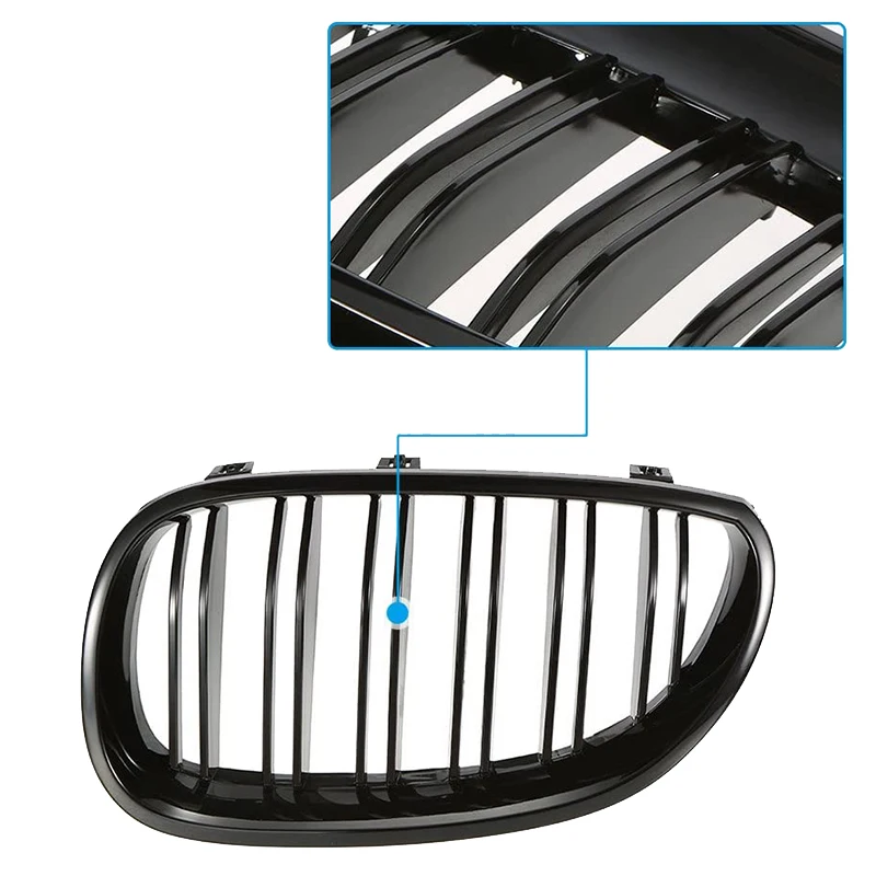 Глянцевая Черная Решетка Радиатора передней части автомобиля BMW 5 серии E60 E61 M5 520I 535I 550I 2003-2010 Седан . ' - ' . 3