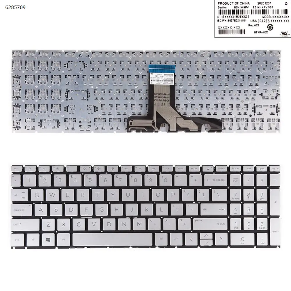 Клавиатура для ноутбука HP Pavilion 15-eg0070wm 15-eg0073cl СЕРЕБРИСТОГО цвета . ' - ' . 0