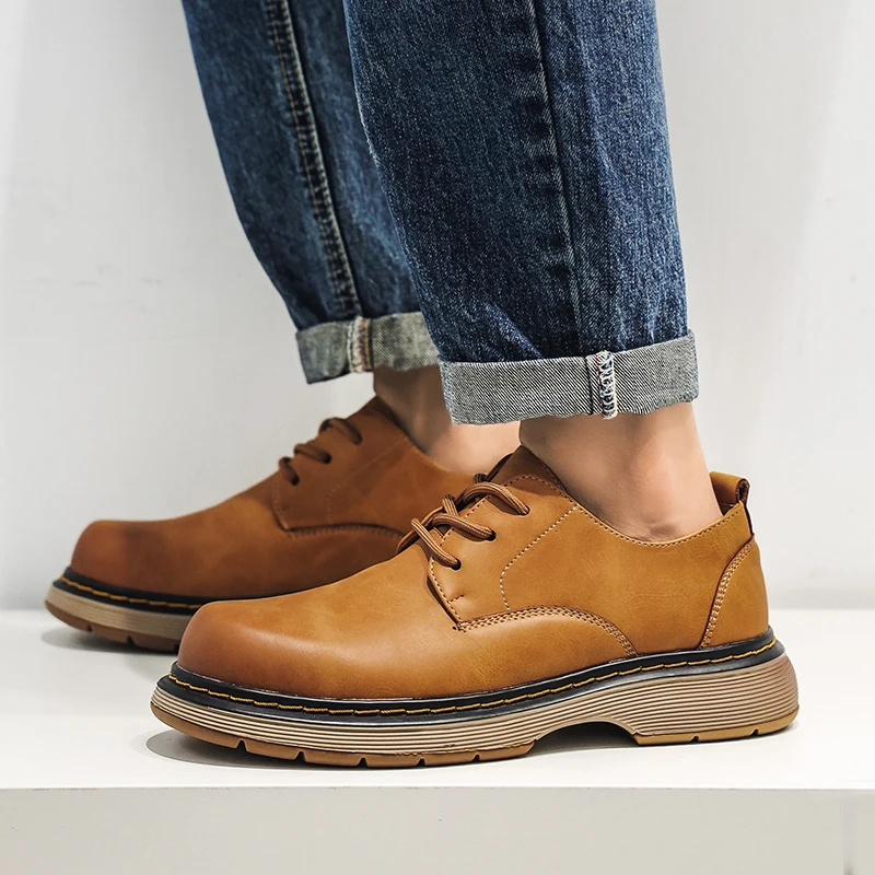 Мужские оксфорды из натуральной кожи, мужская повседневная обувь на платформе со шнуровкой, увеличивающая рост, деловые мужские модельные туфли с низким верхом, увеличивающие рост, инструментальные ботинки . ' - ' . 4