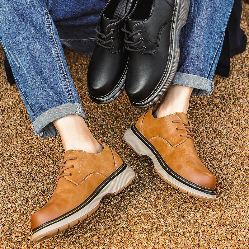 Мужские оксфорды из натуральной кожи, мужская повседневная обувь на платформе со шнуровкой, увеличивающая рост, деловые мужские модельные туфли с низким верхом, увеличивающие рост, инструментальные ботинки . ' - ' . 5