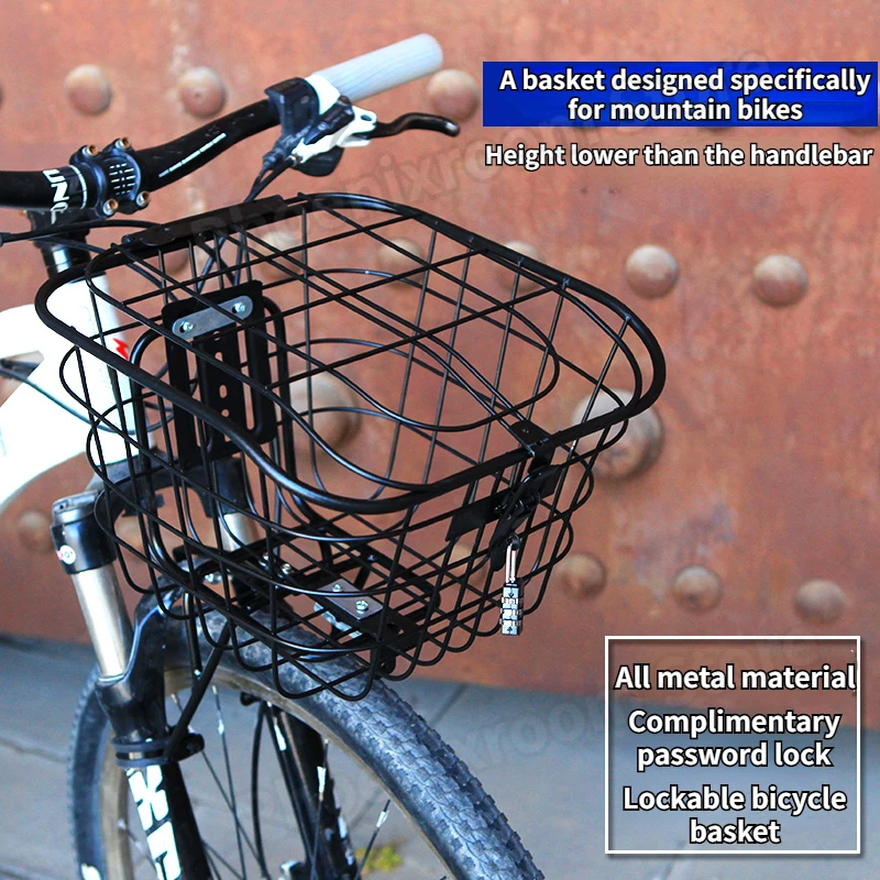 Передняя корзина для горного велосипеда с замком паролем, Складная Велосипедная Металлическая Корзина, Сумка для хранения, Универсальная корзина для овощей . ' - ' . 0
